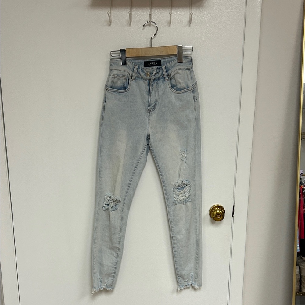 Alaia Distressed Light Blue Skinny Jeans Size 1